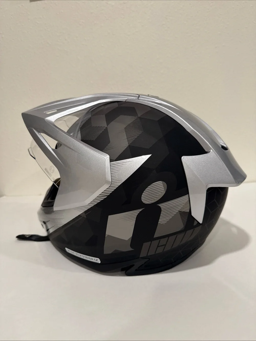 Icon Silver Dual-Purpose Motorcycle Helmet with Clear Visor